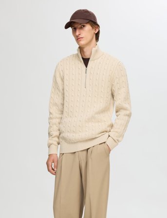 Selected Slhryan Structure Half Zip - Beige - XXL