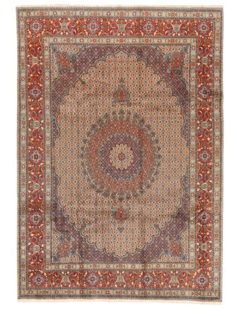 Hand Knotted Moud Rug 245X340 Wool Brown/Dark Red Large