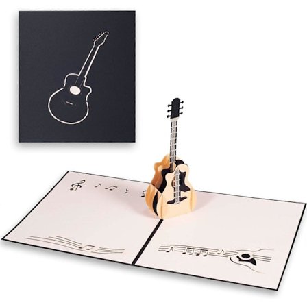 3D Bursdagskort, Eksamen Kort, Minnekort, Musikkfest Invitasjonskort, Gitar Pop-up Kort, med Konvolutt