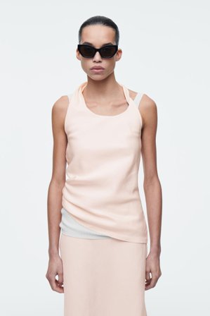 COS Women's Top De Cuello Halter En Mezcla De Lino in Naranja