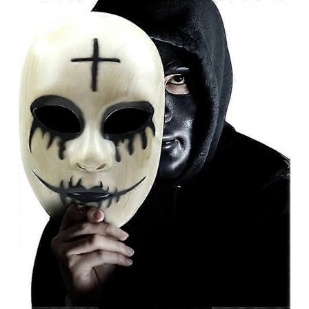 The Purge Anarchy Evil Smiley Mask Skräck Mördar GUD Mask Halloween Film Kostym Cosplay Mask (FMY)