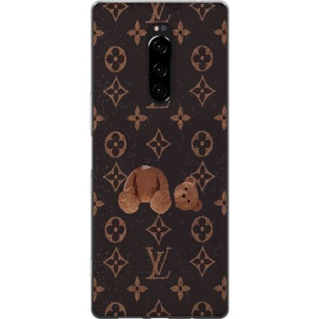 Yhteensopiva Puhelinkuori Sony Sony Xperia 1 Ylellinen monogrammikuvio rikkinäisellä nalletaustalla pimeässä muotiestetiikassa