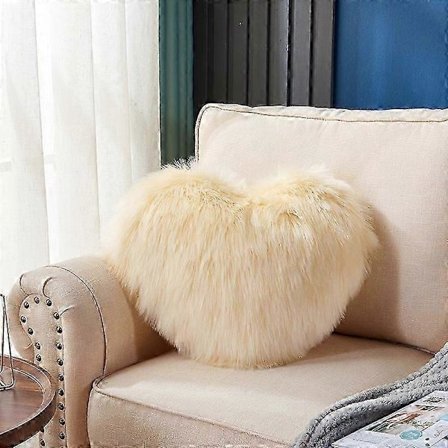 Hjertepuder, Faux Fur 3D Fluffy Hjertepyntepude