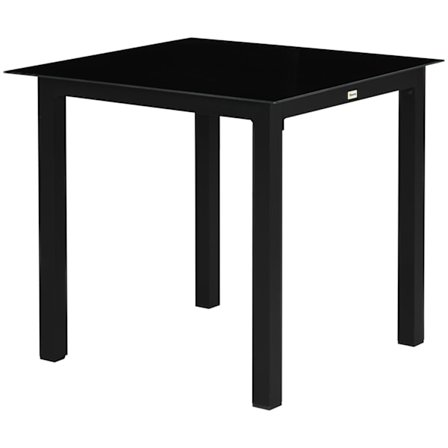 Firkantet Havebord 4 Personer Terrassebord Hærdet Glasplade Aluminium Sort 80X80X74Cm