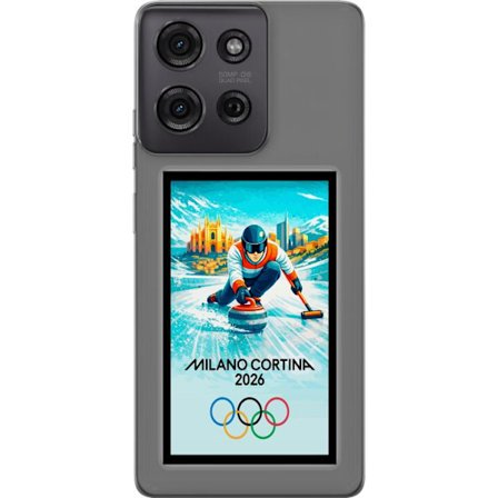 Kompatibel Mobilcover til Motorola Moto G75 Ishockeyillustration med spillere i bevægelse på isen, Milano Cortina 2026, Milano-landemærker og olympisk