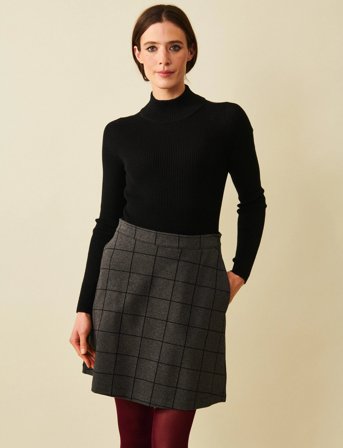 Jumperfabriken Madeleine Houndstooth Skirt - Grey - L