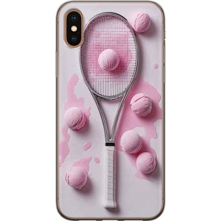 Kompatibel Mobilcover til Apple Apple iPhone X Rosa glaskugler og tennisketsjer i et kreativt stillbillede med legende popfølelse og moderne design,