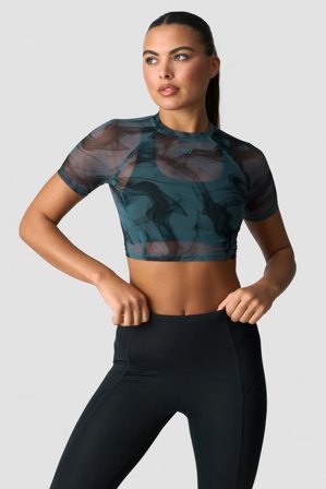 ICANIWILL - Sculpt Mesh T-Shirt W Smoke Teal - Dame - ICIW