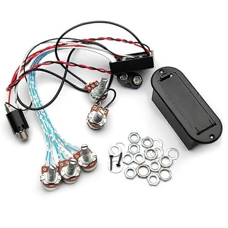 3-bands EQ Förförstärkarkrets Gitarr Dubbel Potentiometer för Aktiv Basgitarr Pickup 5 Kontrollknappar Gui