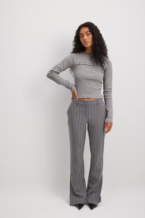 Chloé Schuterman x NA-KD Haut à manches longues et découpes - Tops manches longues - Gris - Large