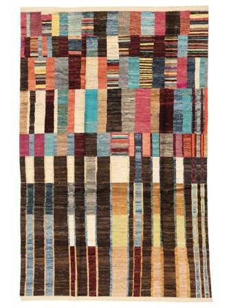 Hand Knotted Berber Colourful Rug 199X303 Black/Brown
