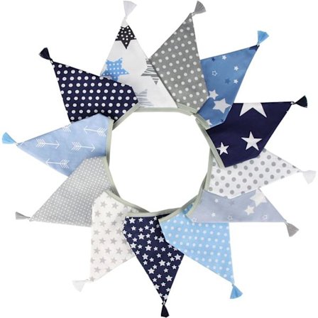 3,3 m Värikäs Lipukkeiden Garland (Sininen ja Harmaa) Banner Kolmiolippu