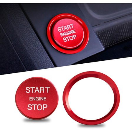 2 stk. bilmotor startknapp deksel klistremerker, en knapp start sirkel dekorasjon, interiør auto tilbehør, kompatibel med Audi