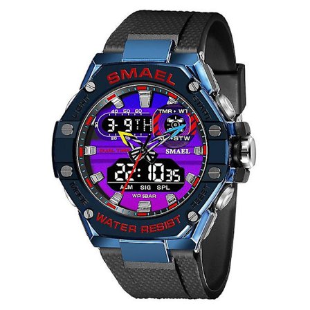 Smael Dual Time Röd Digital Watch Herr Militär Sport Kronograf Quartz Elektroniskt Armbandsur Med Date Week Vattentät 8066