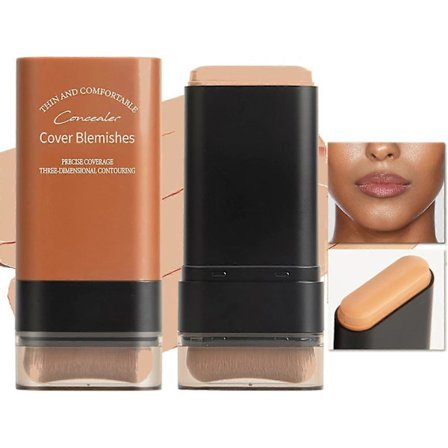 Foundation Stick for Ansikt, Multi-Bruk Foundation Stick med Innebygd Foundation-Børste, Lett Byggbar Medium til Full Dekning
