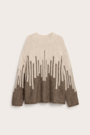 Kappahl | Sweter z dzianiny z mieszanki wełny | Brązowy melanż