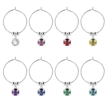 【xj】Malet Glas Vin Halskæde Drik Markører Glas Identifikatorer Charms Vinglas Charms Ringe Vinglas Ringe Charm Løkke