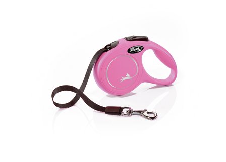 Flexi - Flexi New Classic Koppel Med Band 3 m - Rosa - Hundkoppel