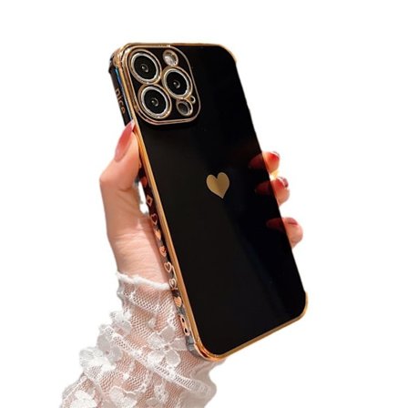 iPhone 16Plus Cover Pige Kvinder Sød Pigeagtig Kærligheds-Hjerte Luksus Guld Blød Cover Kamerabeskyttelse Silikone Stødsikkert Telefon Cover til 