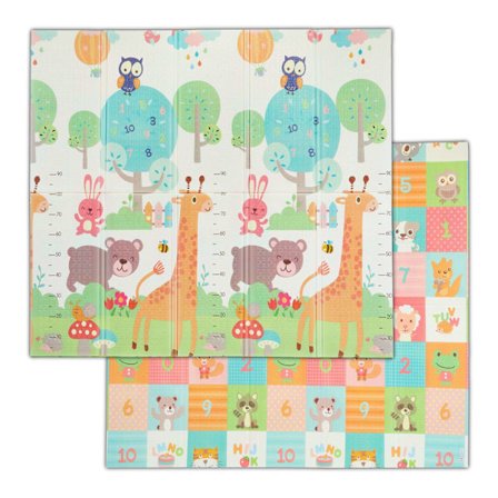 Taitettava leikkimatto eläinkuvioilla