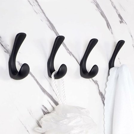 4-pack handdukskrokar för badrum, mattsvarta badrumskrokar för handdukar, badrock och handdukskrokar