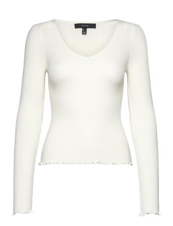 Vmevie Ls V-Neck Pullover Ga Noos White Vero Moda