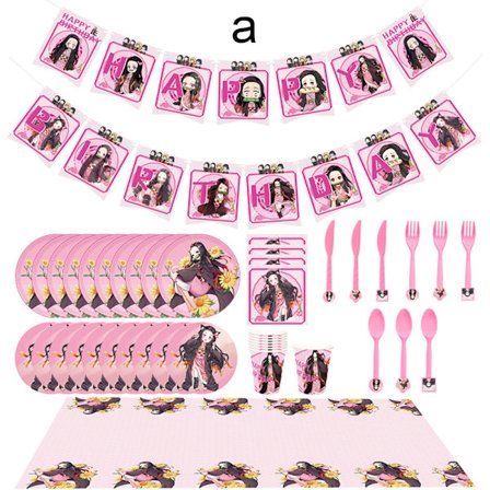 Demon Slayer Birthday Party Supply Tecknad Kamado Nezuko Printed Party Dekor