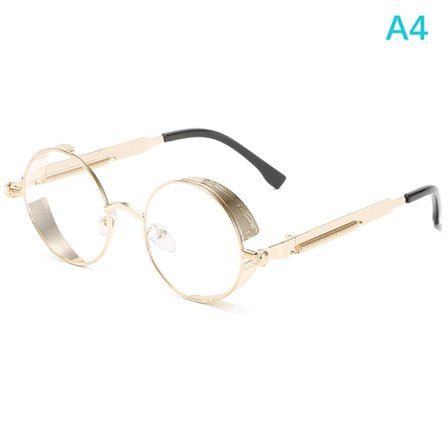 Klassiska gotiska Steampunk Solglasögon Mode Runda Glasögon A2