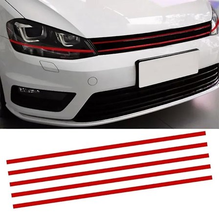 5 st Reflekterande Strips Bilklistermärke Auto Främre Motorhuv Grill Lister Röd Vattentät Bildekor Tillbehör Exteriördelar Universal