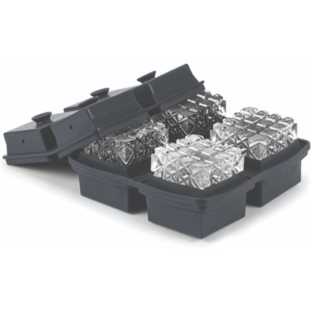 Kristall Isterningebakke, Perfekt Ætsede Store Kuber, Langsom Smeltning til Whiskey og Cocktails, Fødevaregodkendt Silikone, Tåler Opvaskemaskine, BPA