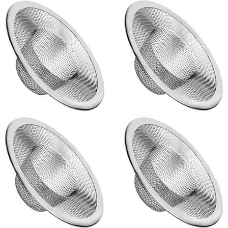 4-pakning rustfrie siler – Silkurv / Vaskepropp for vask, badekar og dusj