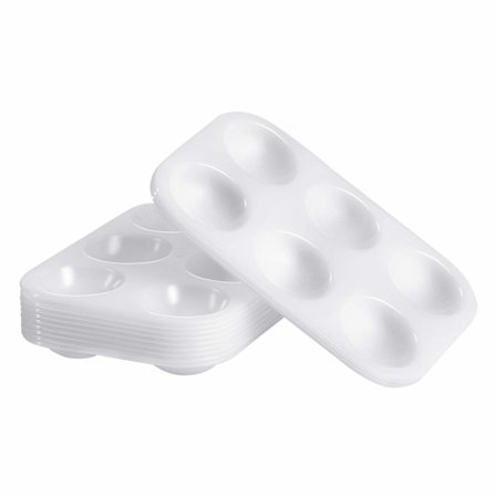 12 stk. plastmalingspaletter, 6 brønde rektangulær akvarelpalet maling bakke til maling fest, DIY håndværk og kunstmaling, hvid