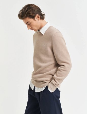 GANT Cotton Pique C-Neck - Beige - S