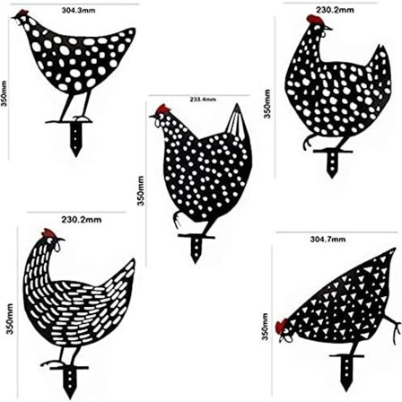 5 stk. Metall Kylling Hagekunst Uthulet Hane Dyr