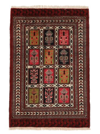 Oosters Turkaman Vloerkleed 83X122 Zwart/Donkerrood Wol, Perzië/Iran