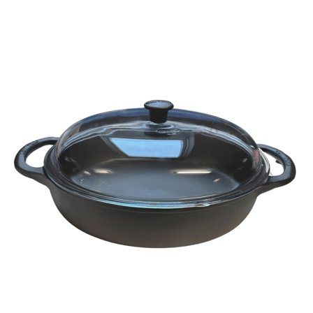 Carl Victor paistokasari lasikannella 32 cm, valurautaa