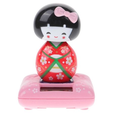 Rød Kreativ Kimono Dukke Bilpynt Solcelledrevet Bilinteriør Dekor Nikke Japansk Maiko Dukke Design Gave til Hjem Skrivebord Dekor