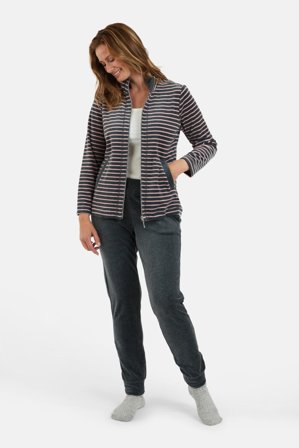 BRANDTEX - Joggingsæt - Grå / Rosa - Stribet