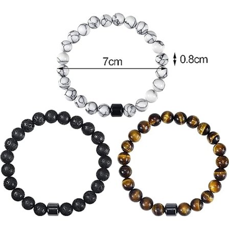 3 stk. Anti-angst armbånd Rygestop armbånd til mænd og kvinder Hjælper med at lindre angst Frustration Irritabilitet Bekymringssten armbånd