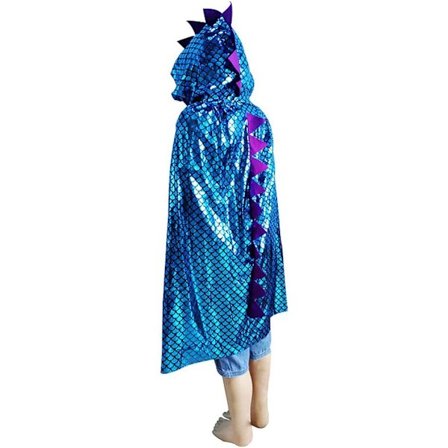 Pojkar Flickor Barn Dinosaurie Cape Drake Huvförsedd Kappa Halloween Kostym Jul Fancy Cape Cosplay Kostymer Blue-yux