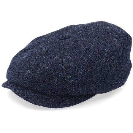 Stetson - Blå flatcap Keps - Hatteras Wool Herringbone Navy Flat Cap @ Hatstore