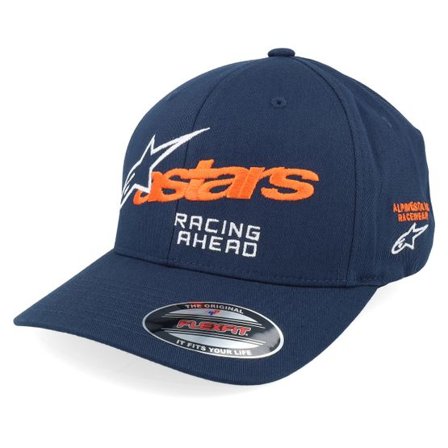 Alpinestars - Blå flexfit Keps - Entitled Hat Navy/Orange Flexfit @ Hatstore