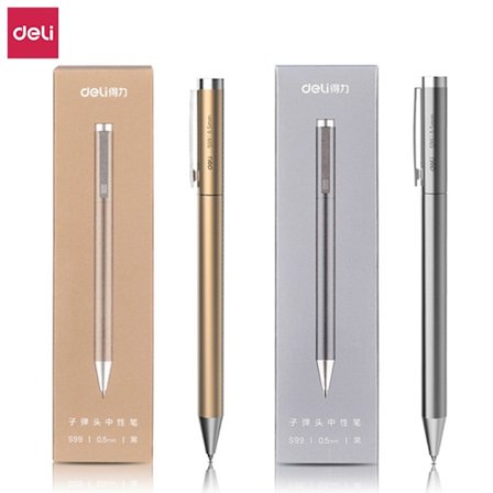 Deli Metal Sign Pen, Gel Ink Pennor, Golden Silver Color, Metallic Writing Penna, Kontorsmaterial, 0,5 mm