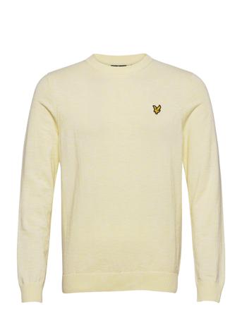 Cotton Knitted Crew Neck Jumper Stickad Tröja M. Rund Krage Vit Lyle & Scott