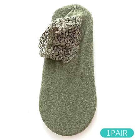 Fløjlsgulvsokker Blonde Dame Silikone Skridsikker Mid-tube Thic Green