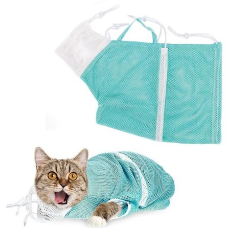 ING Katteplejetaske - Kattebadetaske - Katte shampoo taske - Justerbar - 60x32 cm - Grøn - 1 stk