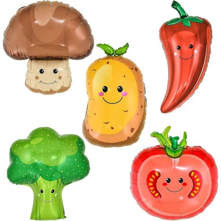 10 stk. Grøntsagsballoner Søde Svampe Kartoffel Tomat Broccoli Chili Folie Mylar Balloner Til Grøntsags Sommer Fødselsdag Bryllup Baby Shower Fest 