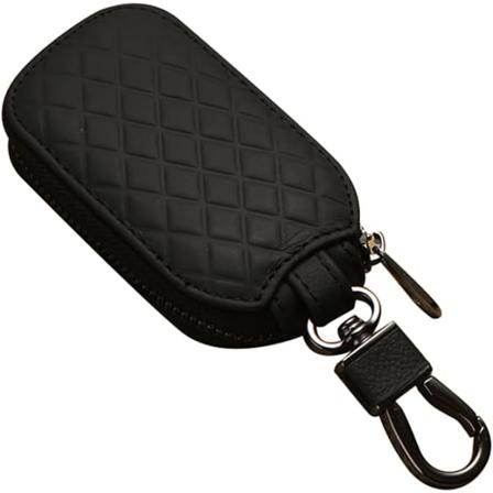 Svart - Bilnøkkelveske, Lærnøkkelveske Bilnøkkelbeskytter Glidelåsveske Nøkkelveske Bilnøkkelveske med Metallkrok Unisex Nøkkelring (1 stk)