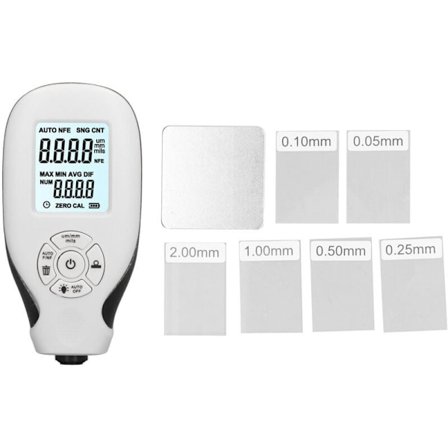 Lagtykkelsesmåler, bilmalingsmåler til brugte bilkøbere, måleværktøj 0-2000um hvid
