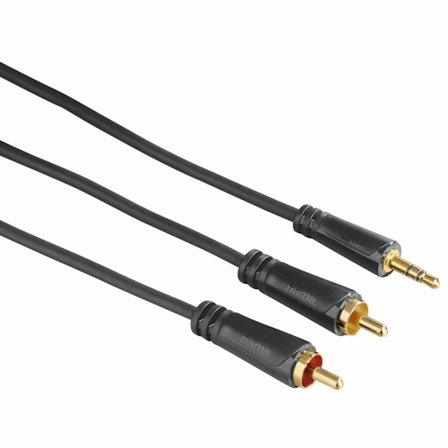 Kabel Audio 3.5mm-2xRCA Guld Svart 1.5m